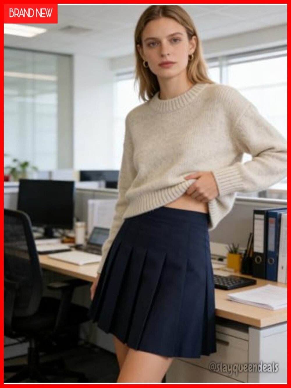High Waisted Pleated Skirt with Built-in Shorts A-Line Tennis Skirt Active - Picture 4 of 6